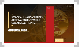 infographic showing a quote by anthony best saying 90% of handicappers are fraudulent