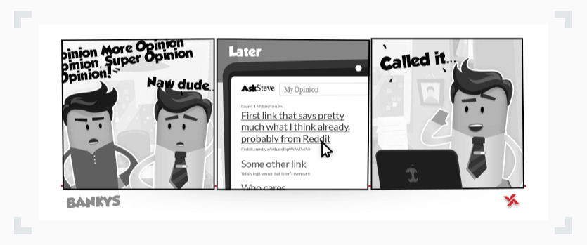 comic illustrating how confirmation bias works