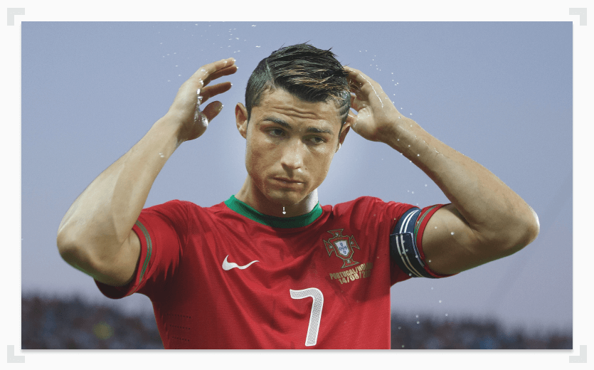 Ronaldo adjusting hair