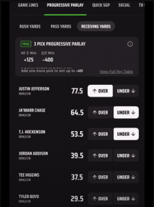 DraftKings Progressive Parlays feature app screenshot