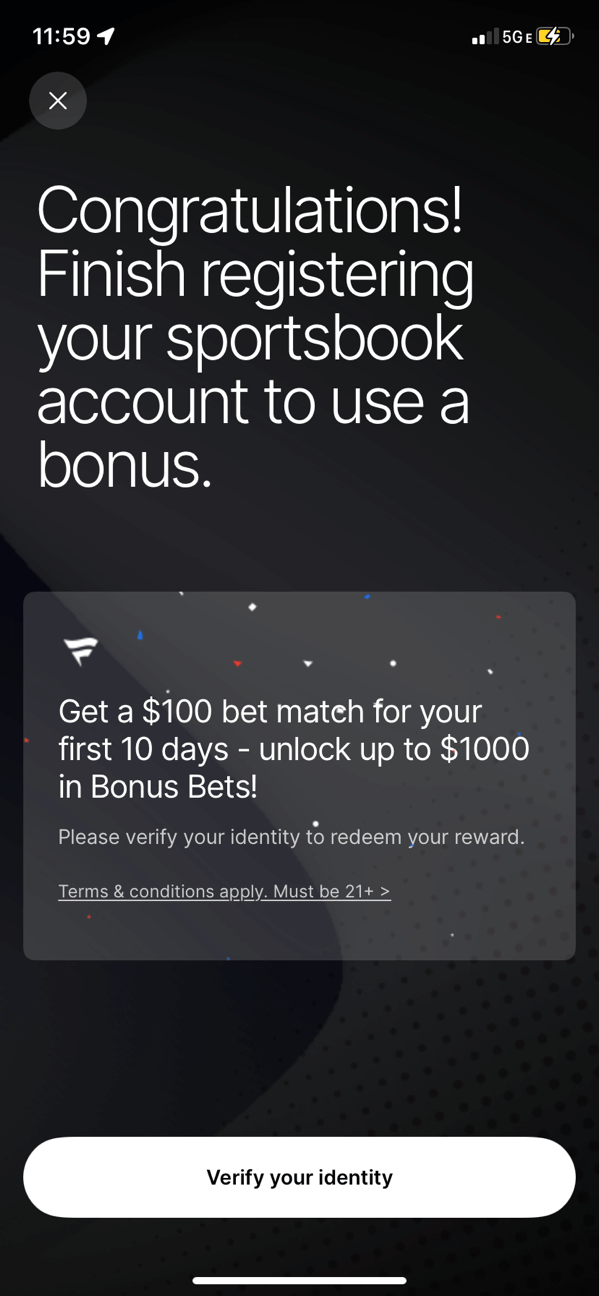 fanatics sportsbook app signup complete