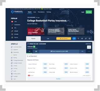 Screenshot of FanDuel Sportsbook homepage