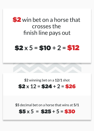 infographic showing payout calculations on horse racing bets