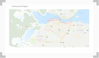 map with the Kahnawake region outlined in red
