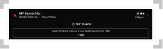 Screenshot of boosted odds example from PointsBet sportsbook