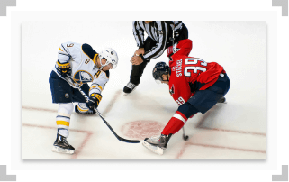 Hockey faceoff between the Buffalo Sabres and Washington Capitals