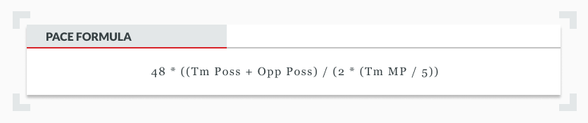 NBA pace factor formula showing how to calculate pace factor