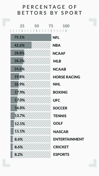 infographic showing percentage of bettors by sport