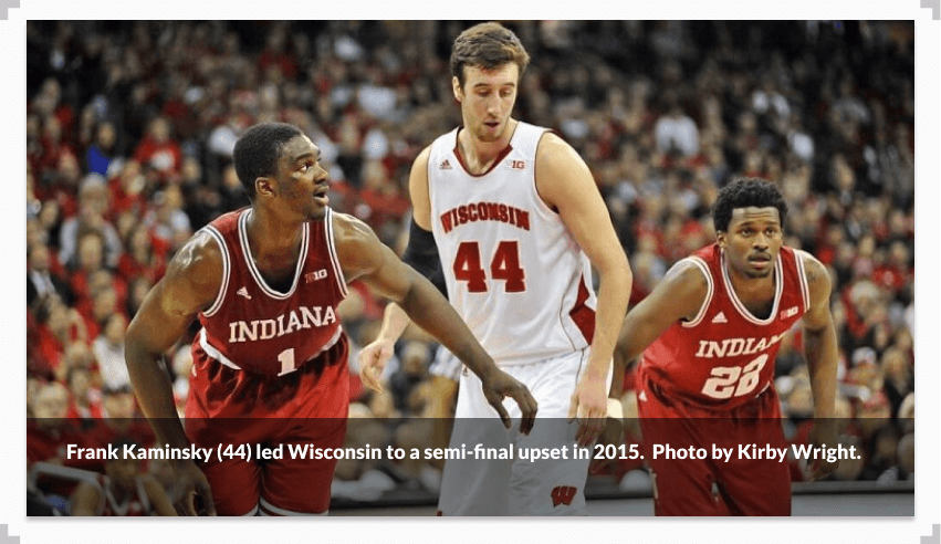 Photo of former Wisconsin center Frank Kaminsky during a basketball game