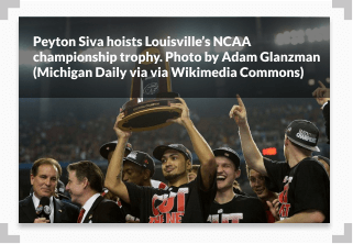 photo of Peyton Sive holding up the NCAA championship trophy
