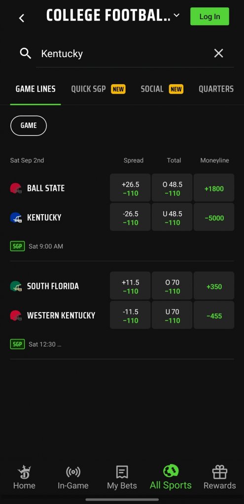 draftkings kentucky app