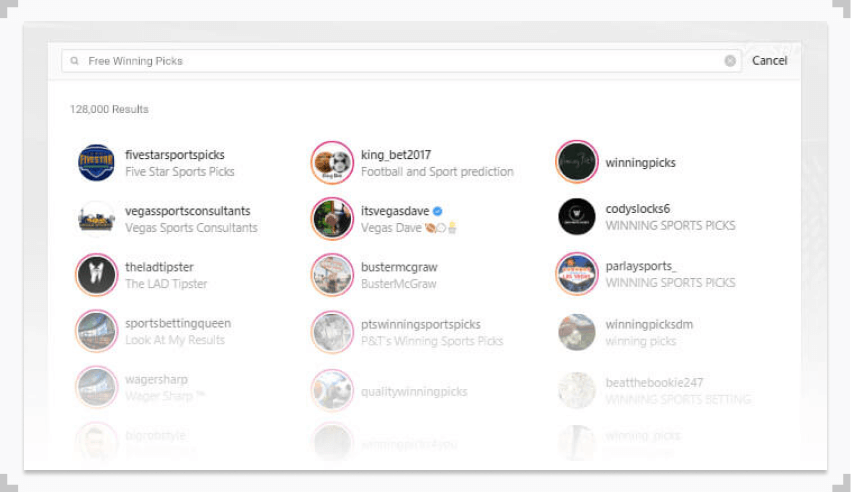 screenshot of search results for 'free winning pics' on twitter