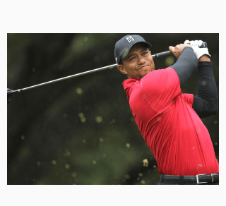 Tiger Woods red shirt swinging