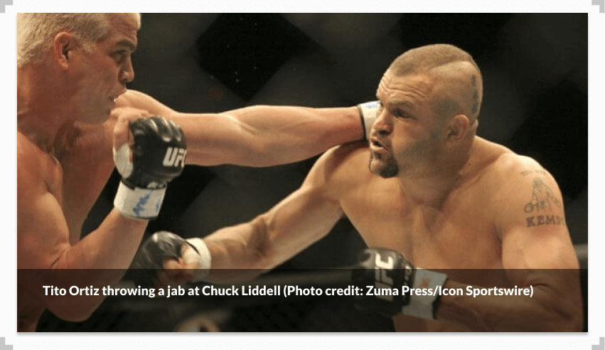 Tito Ortiz throwing a jab at Chuck Liddell (Photo credit: Zuma Press/Icon Sportswire)