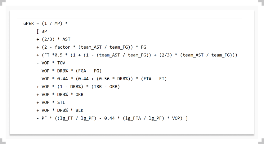 Formula to calculate unadjusted PER