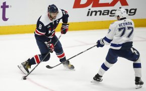 Alex Ovechkin of the Washington Captials and Victor Hedman of the Tampa Bay Lightning
