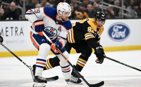 Edmonton Oilers center Leon Draisaitl against the Boston Bruins