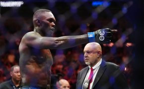 Israel Adesanya pointing after defeating Alex Pereira