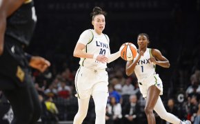 Minnesota Lynx forward Jessica Shepard (10) dribbles the ball