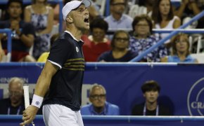 Tallon Griekspoor celebrates at the Citi Open.