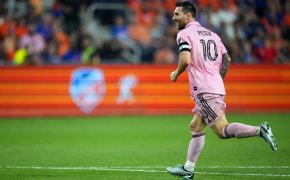 Inter Miami CF forward Lionel Messi (10) celebrates a goal