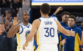 Warriors players Stephen Curry and Chris Paul.
