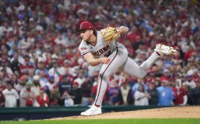 Arizona Diamondbacks starting pitcher Brandon Pfaadt delivers to home plate