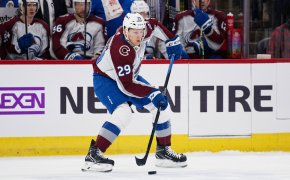 Colorado Avalanche forward Nathan MacKinnon skates against the Chicago Blackhawks