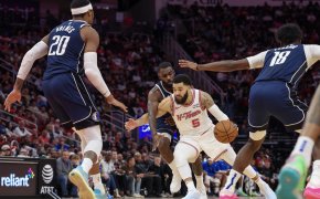Houston Rockets guard Fred VanVleet drives against the Dallas Mavericks