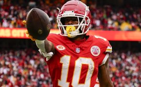 Kansas City Chiefs running back Isiah Pacheco scores a touchdown