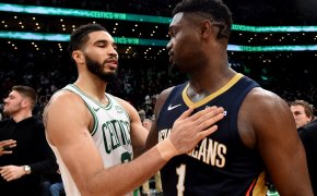 Boston Celtics forward Jayson Tatum and New Orleans Pelicans forward Zion Williamson