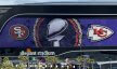 A general overall view of San Francisco 49ers and Kansas City Chiefs on the Allegiant Stadium facade.