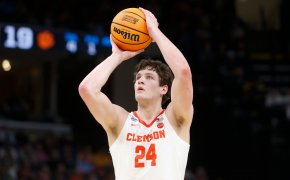 Clemson's PJ Hall shoots a free throw