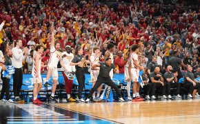 The Iowa State Cyclones celebrating