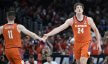 Clemson Tigers center PJ Hall and guard Joseph Girard III